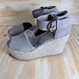 Marc Fusher LTD Suede Espadrille Wedge Sandals with Ankle Strap
